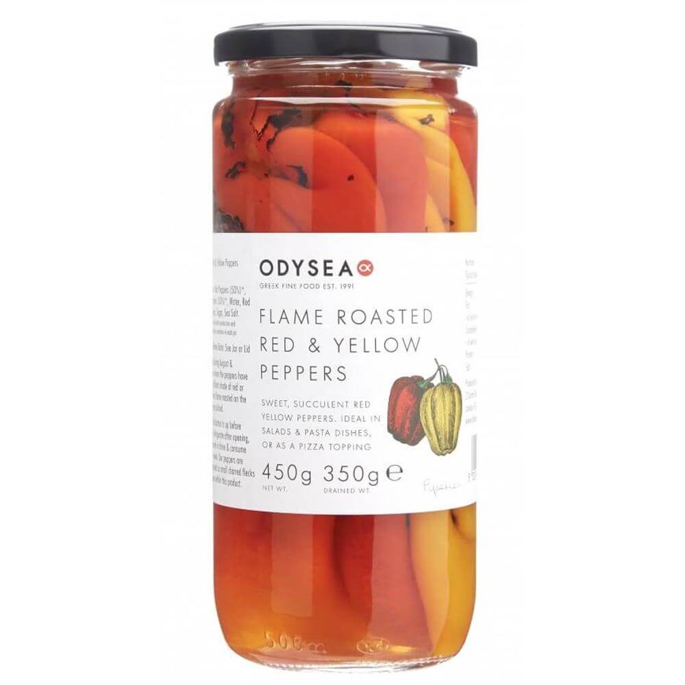 Odysea Flame Roasted Red & Yellow Peppers 450G